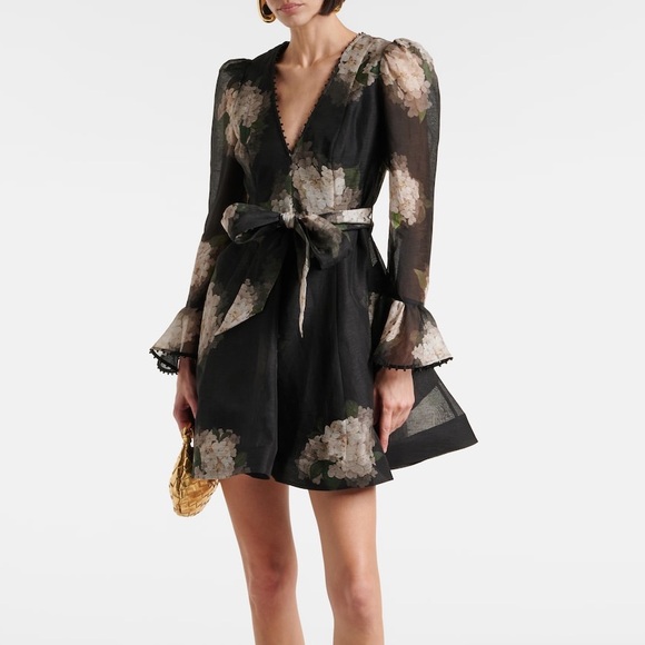 New Zimmermann Balance Long Sleeve Mini Dress in Black - Picture 2 of 15
